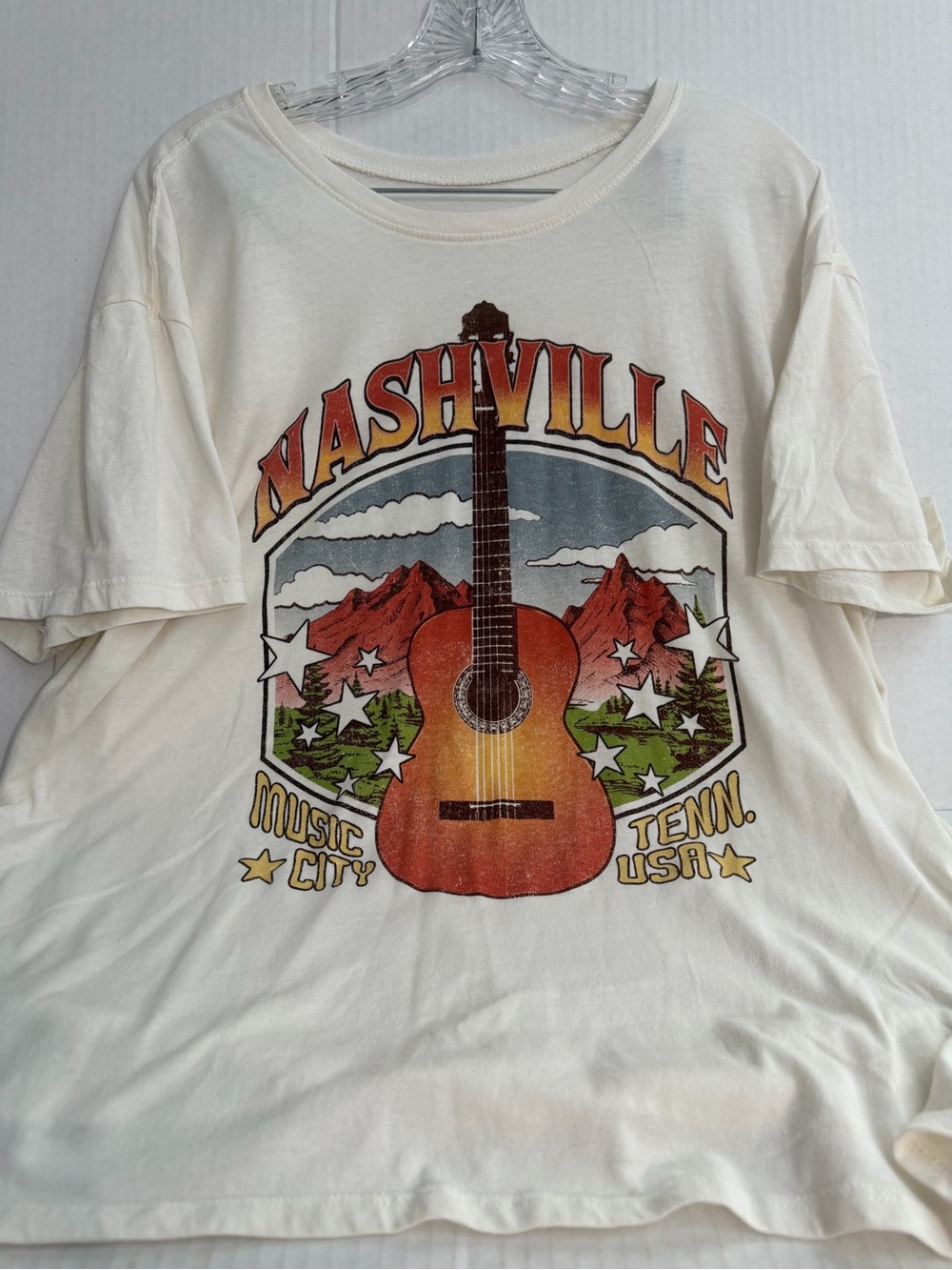 Time and Tru Cream Nashville Guitar Graphic Tee